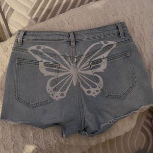 butterfly denim shorts
